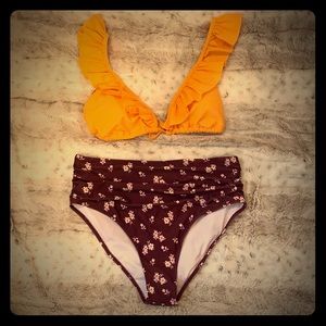 Two piece high waisted bathing suit
